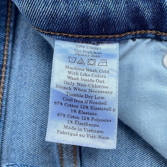 Everlane Jeans Pants Blue Ankle Skinny Denim High Rise Distressed Raw Hem Sz 27 - Picture 7 of 8